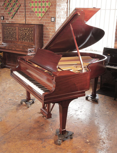 Reconditioned, 1926, Steinway Model O grand piano for sale with a polished, mahogany case. Piano has an eighty-eight note keyboard and a two-pedal lyre.   